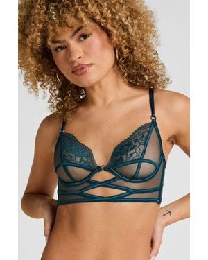 Hunkemöller Amel Non-Padded Underwired Longline Bra - Blue