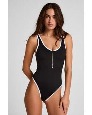 Hunkemöller Neoprene Mono Zip Up Bathingsuit - Black