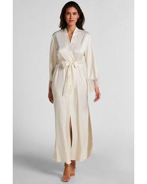 Hunkemöller Lange Satijnen Kimono Valerie - Naturel