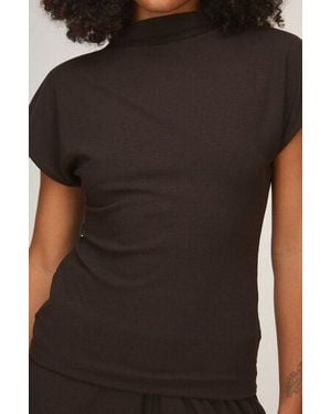 Hunkemöller Top Short Sleeves Rib Mockneck - Black