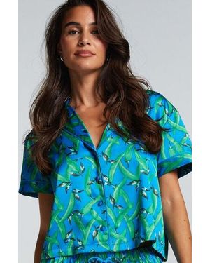 Hunkemöller Satin Short-Sleeved Jacket - Blue