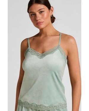 Hunkemöller Velours Lace Cami Top - Green