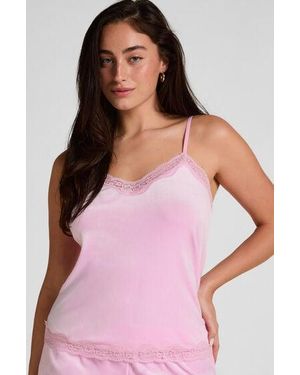 Hunkemöller Velours Lace Cami Top - Pink