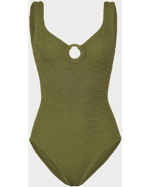 Hunza G Coverage Celine Swim With Tonal Hoops - Green