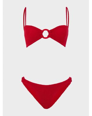 Hunza G Misty Bikini With Tonal Hoops - Red