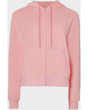 Hunza G Terry Towelling Zip Hoodie - Pink