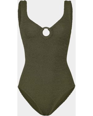 Hunza G Coverage Celine Swim With Tonal Hoops - Green