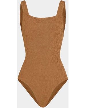 Hunza G Coverage Square Neck Swim - Brown