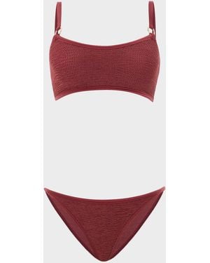 Hunza G Iris Bikini Withgold Hoops - Red
