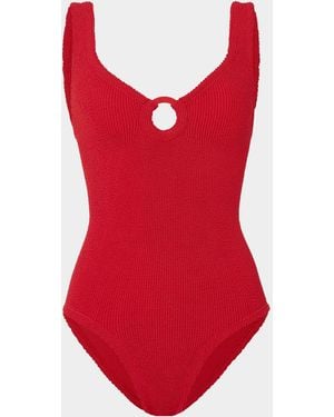 Hunza G Coverage Celine Swim With Tonal Hoops - Red