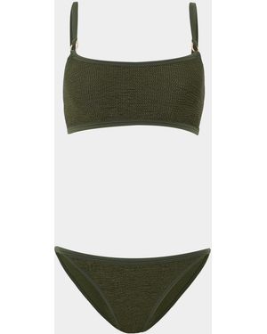 Hunza G Iris Bikini Withgold Hoops - Green