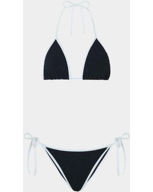 Hunza G Triangle Bikini Contrast Trim - Black