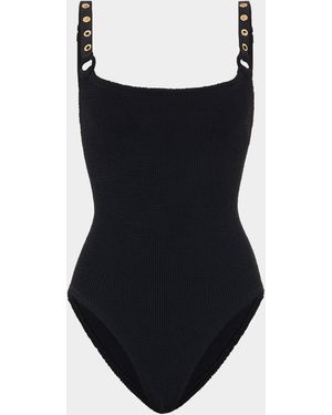 Hunza G Melody Eyelet Swim - Blue