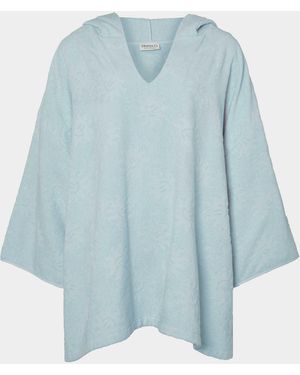 Hunza G Sunny Towelling Hooded Poncho - Blue