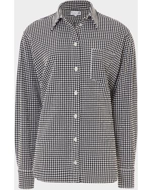 Hunza G Gingham Seersucker Shirt - Grey