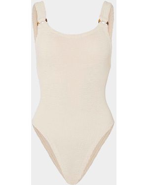 Hunza G Domino Swim Metallic Crinkle - Natural