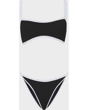 Hunza G Tanga Bikini with Contrast Trim - Black