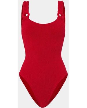Hunza G Domino Swim With Tonal Hoops - Red