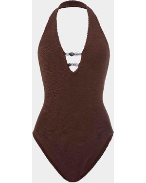 Hunza G Adriana Beaded Swim - Brown