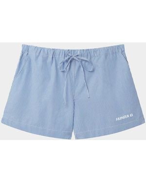 Hunza G Embroidered Cotton Shorts - Blue