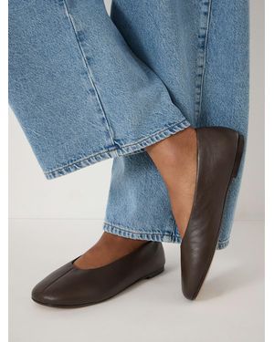 Hush Bertie Round Toe Leather Ballet Flats - Blue