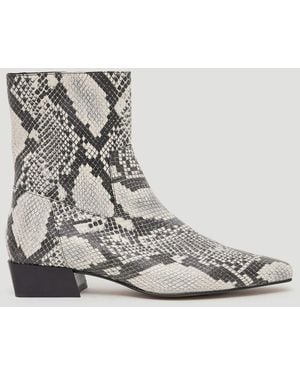 Hush Leather Snake Print Square Toe Boots - Metallic