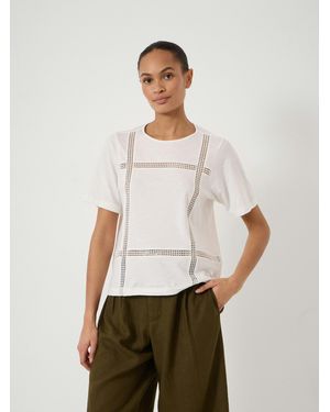 Hush Elva Cotton Lace Detail T-Shirt - White