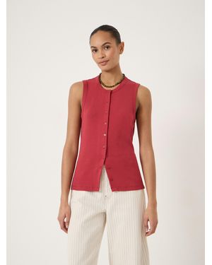 Hush Ayana Button Ribbed Vest - Red