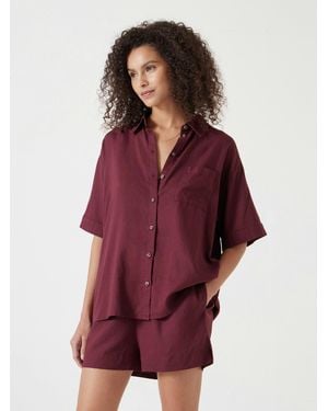 Hush Lana Linen Blend Shirt - Red