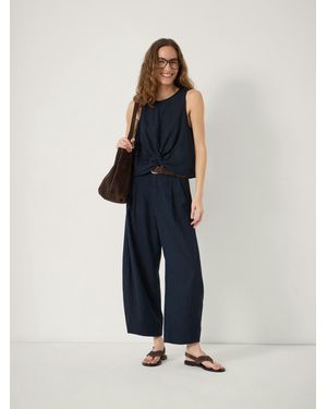 Hush Dania Linen Blend Barrel Leg Trousers - Blue