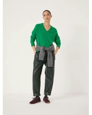 Hush Colette Cashmere V-Neck Saddle Sleeve Jumper - Green