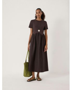 Hush Enid Mix Media Jersey Woven Dress - White
