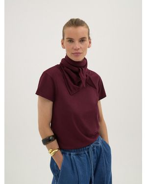 Hush Minna Slim Fit Slub T-Shirt With Detachable Scarf - Red
