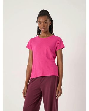 Hush Slim Fit Slub Cotton Crew Neck T-Shirt - Pink