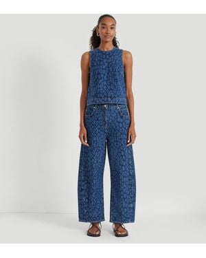 Hush Cropped Bree Horseshoe Barrel Leg Jeans - Blue