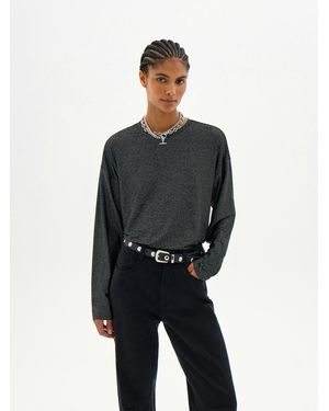 Hush Averra Lurex Stripe Long Sleeve Top - Black