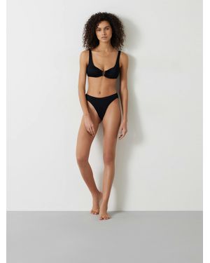 Hush Heidi High Leg Rib Bikini Bottoms - White