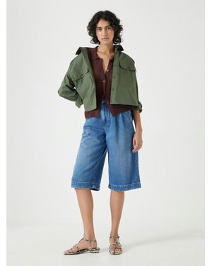 Hush Lya Cropped Denim Bermuda Shorts - Blue