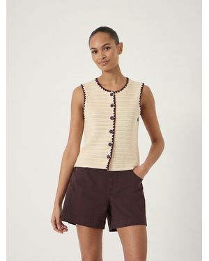 Hush Lea Whipstitch Cotton Crew Neck Vest - Multicolour