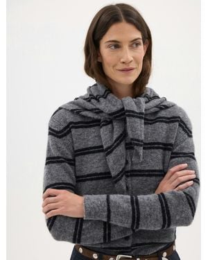 Hush Azora Stripe Wool Blend Triangle Scarf - Grey