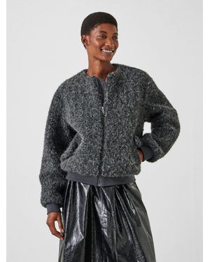 Hush Miffy Zip Front Faux Fur Bomber Jacket - Grey