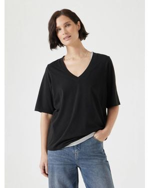 Hush Reece V Neck Drapey T-Shirt - Black