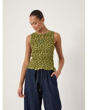 Hush Shirred Chiffon Top - Green
