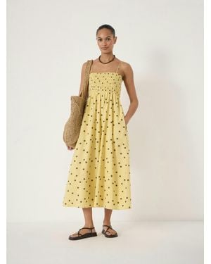 Hush Leni Shirred Cotton Midi Dress - Metallic