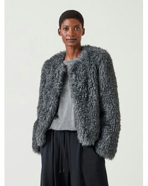 Hush Rachel Lined Faux Fur Jacket - Grey