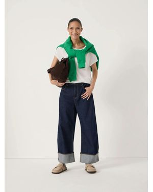 Hush Faith Turn Up Barrel Leg Jeans - Blue