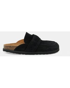 Hush Pia Padded Suede Mules - Black
