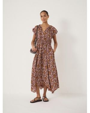Hush Zuri Short Bubble Sleeve Printed Dress - Natural