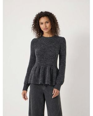 Hush Cosy Alpaca Peplum Jumper - Grey