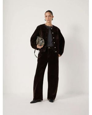 Hush Velma Velvet Flocked Denim Jacket - Black